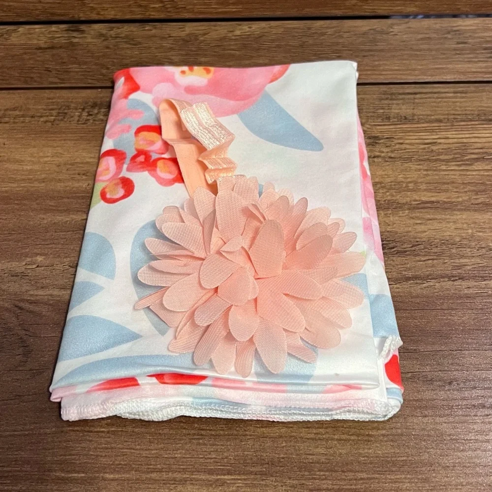 Floral Baby Swaddle and Pink Flower Headband Set